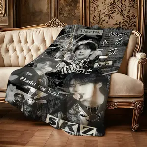 Cool Strayeight Han Jisung SKZ Fleece Blanket with Printed Design - Made of 100% Polyester, Soft And Skin-Friendly Without Shedding, Large Size for Living Room, Bedroom, Picnic Decor, Multifunctional Blanket