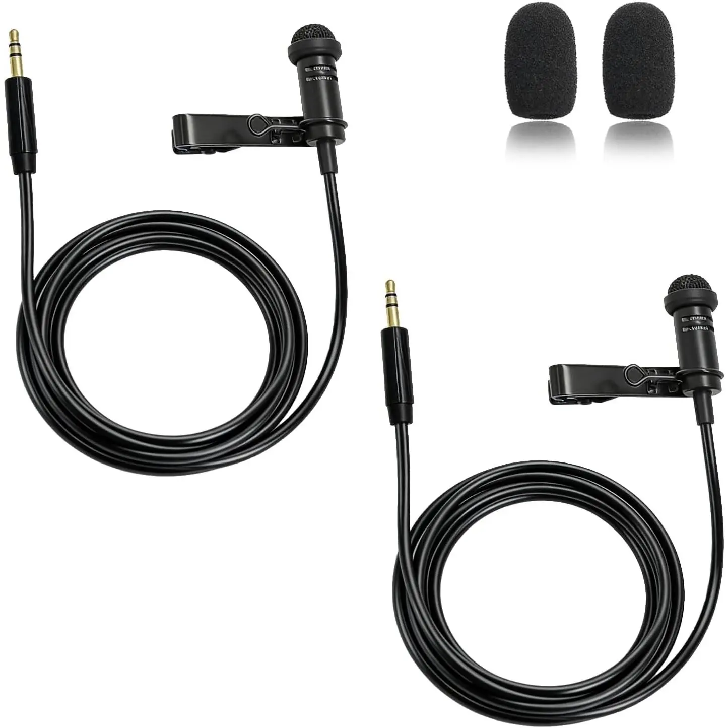 3.5mm TRS Lavalier Microphone for  Mic 2, 2 Pack | for Rode  GO 2 / Pro Transmitters, Omnidirectional , for Vlog Interview Streaming, Black