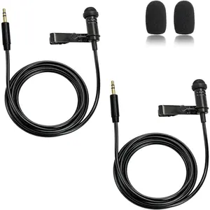 3.5mm TRS Lavalier Microphone for  Mic 2, 2 Pack | for Rode  GO 2 / Pro Transmitters, Omnidirectional , for Vlog Interview Streaming, Black
