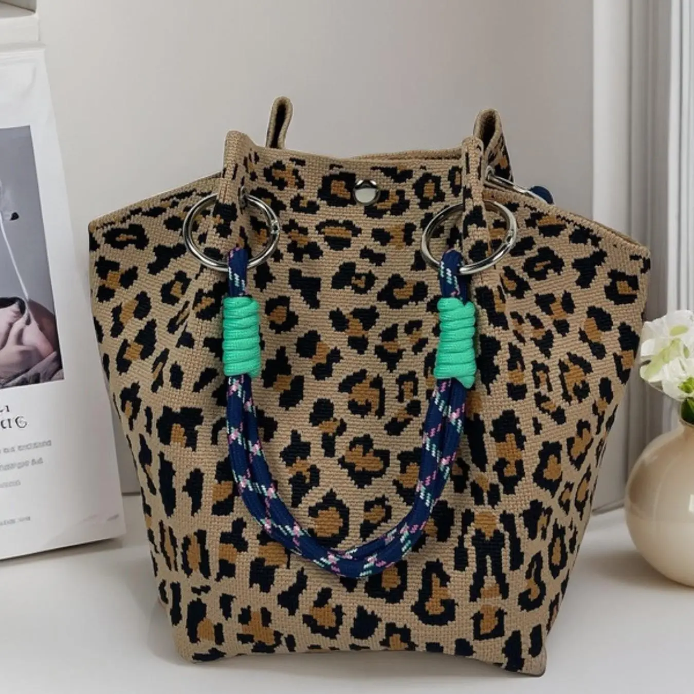 Feng Shui Bucket Bag, Knitted Handbag, Fashion Wealth Bag, Single Shoulder Bag, Women's Vacation Bag, Fashion Bags, Yarn Material, Single Item