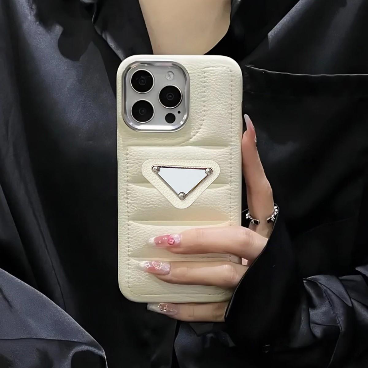 Luxury Shockproof Down Jacket Puffer Case For iPhone 17 16 15 14 Pro Max Leather Trendy Phone Cover Protective Protection Cellphone Protector