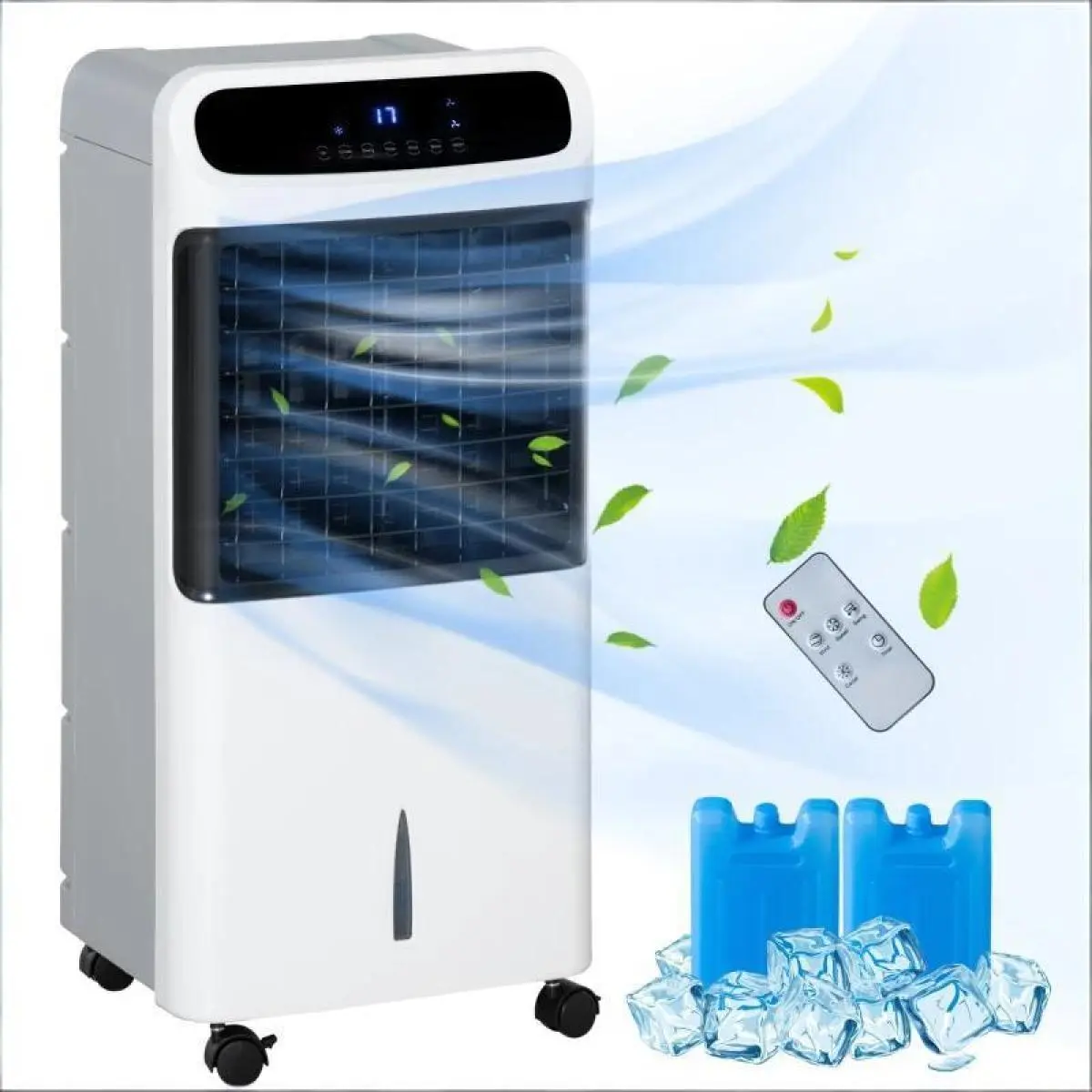 Aobtkel Swamp Cooler Air Conditioner, Portable Evaporative Air Cooler with Ice Packs, 3 in 1 Cooling Fan and Humidifier, 3.2 Gallon Water Tank, 60° Oscillating Fan, 3 Speeds, 12H Timer, Remote for Bedroom Living Room Office Home