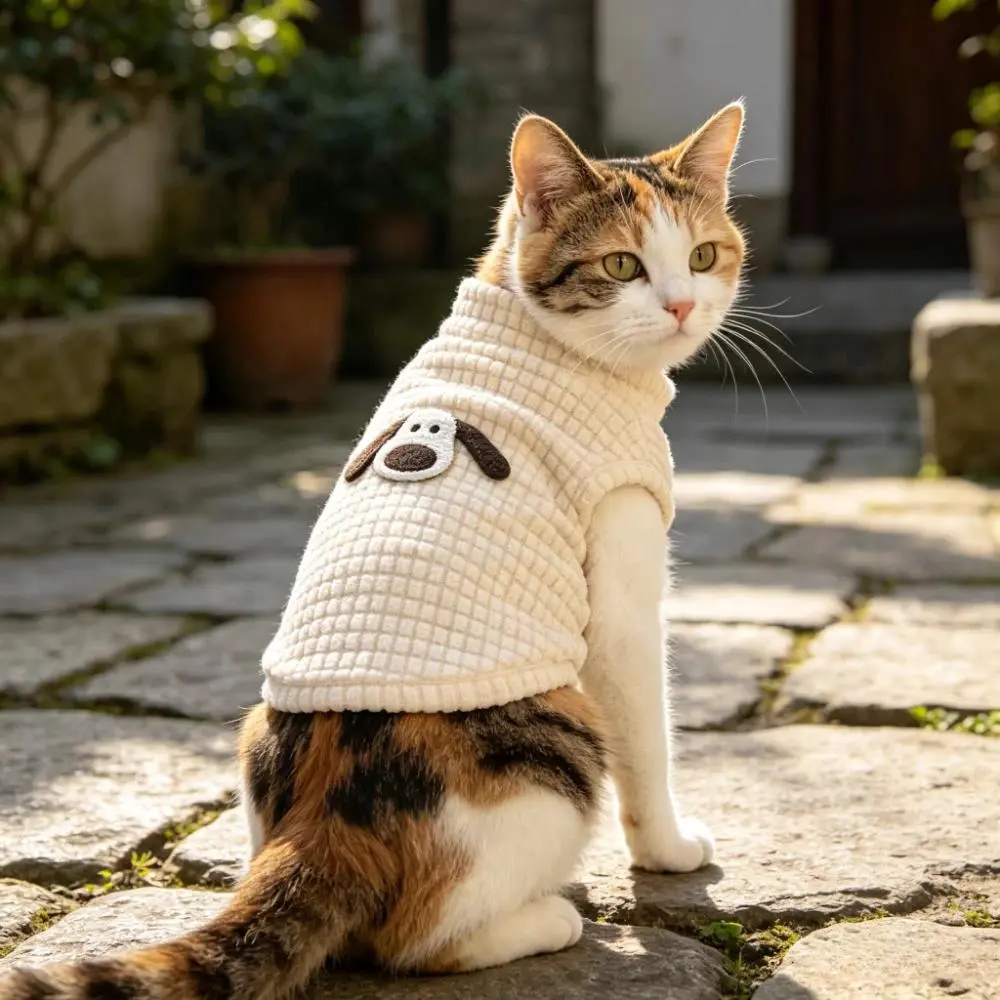 Warm Soft Waffle Texture Pet Sweater Cat Dog Apparel for Small Medium Sized Dogs Chihuahua Poodle British Shorthair Cats