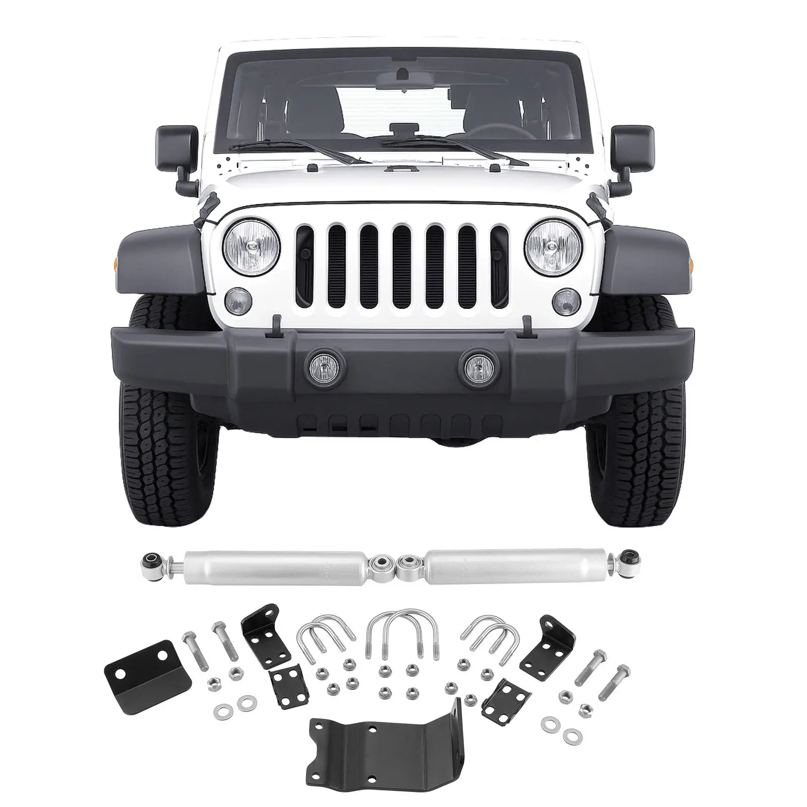 【Summerfinds】VEVOR Dual Steering Stabilizer, for 2007-2018 Jeep Wrangler JK, Dual Steering Stabilizer Kit Fits with 2 Inches of Suspension Lift or Higher, Enhanced Control Reduced Vibration, Easy Installation
