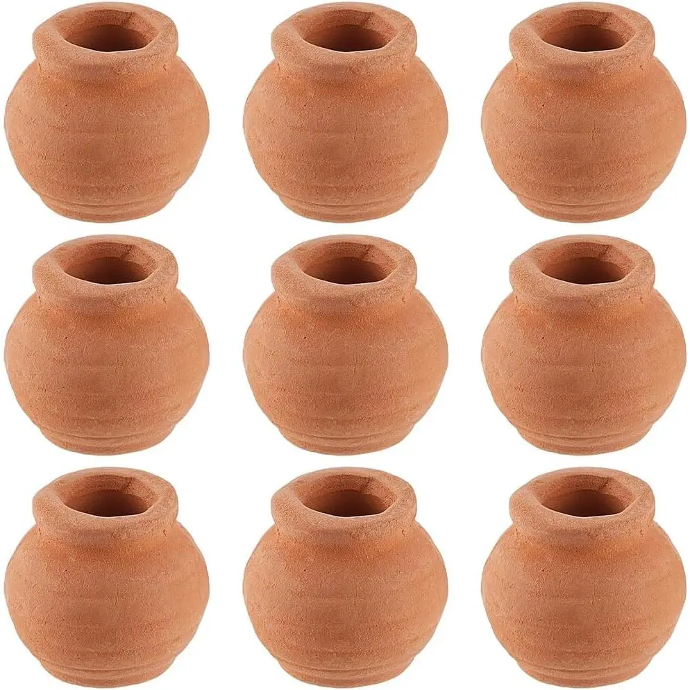 1 Box 10Pcs Miniature Tiny Clay Pots Pottery Planter Mini Flower Terra Cotta Succulent Pots for Fairy Garden DIY Plants Office Desktop Windowsill Decoration Nursery Wedding Favors