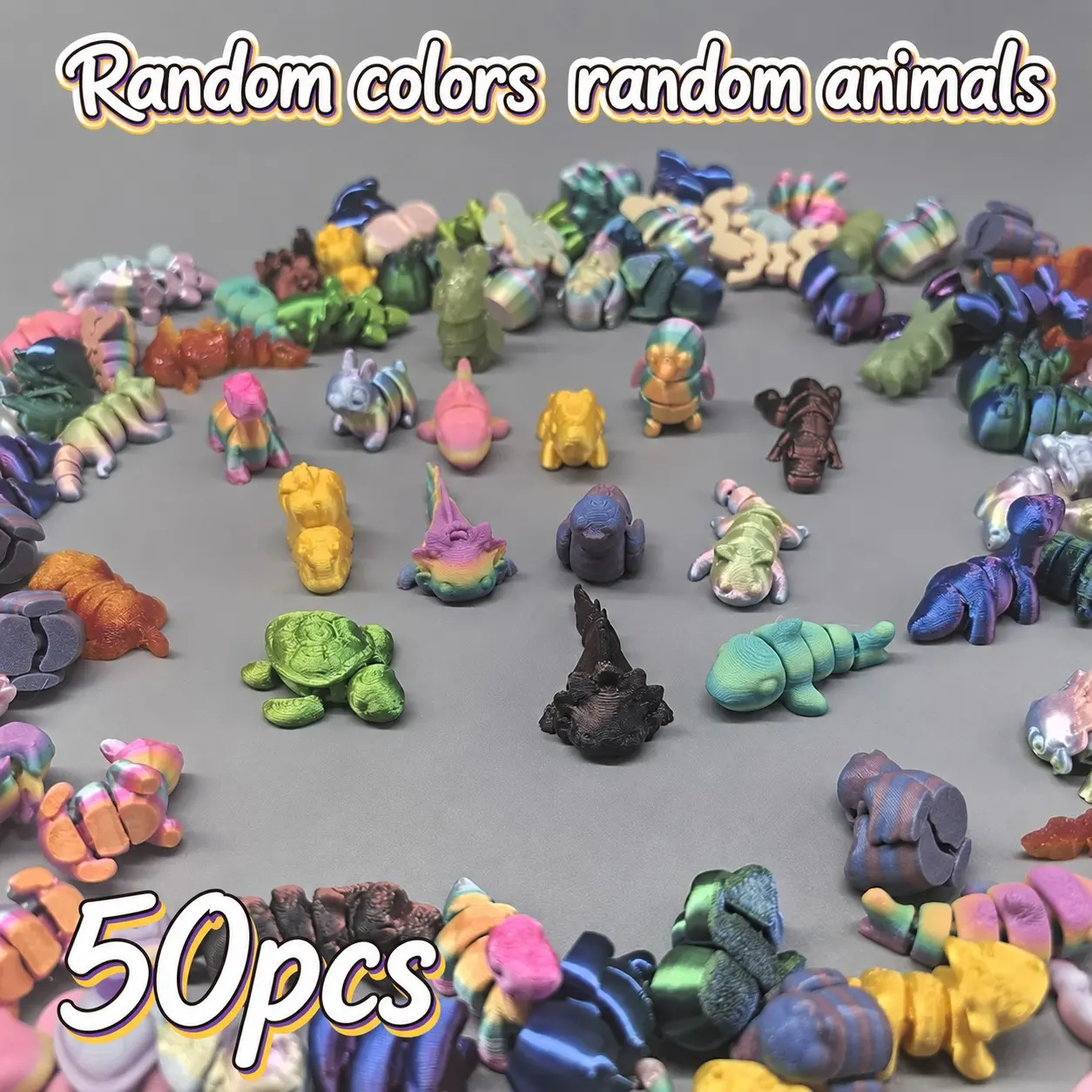 50pcs 3D Printed Animal Kingdom Models, Unique Animal Figurines for Home Decor, Garden, Aquarium, Holiday Scenes, Collectible Toys, Decorative Figurines