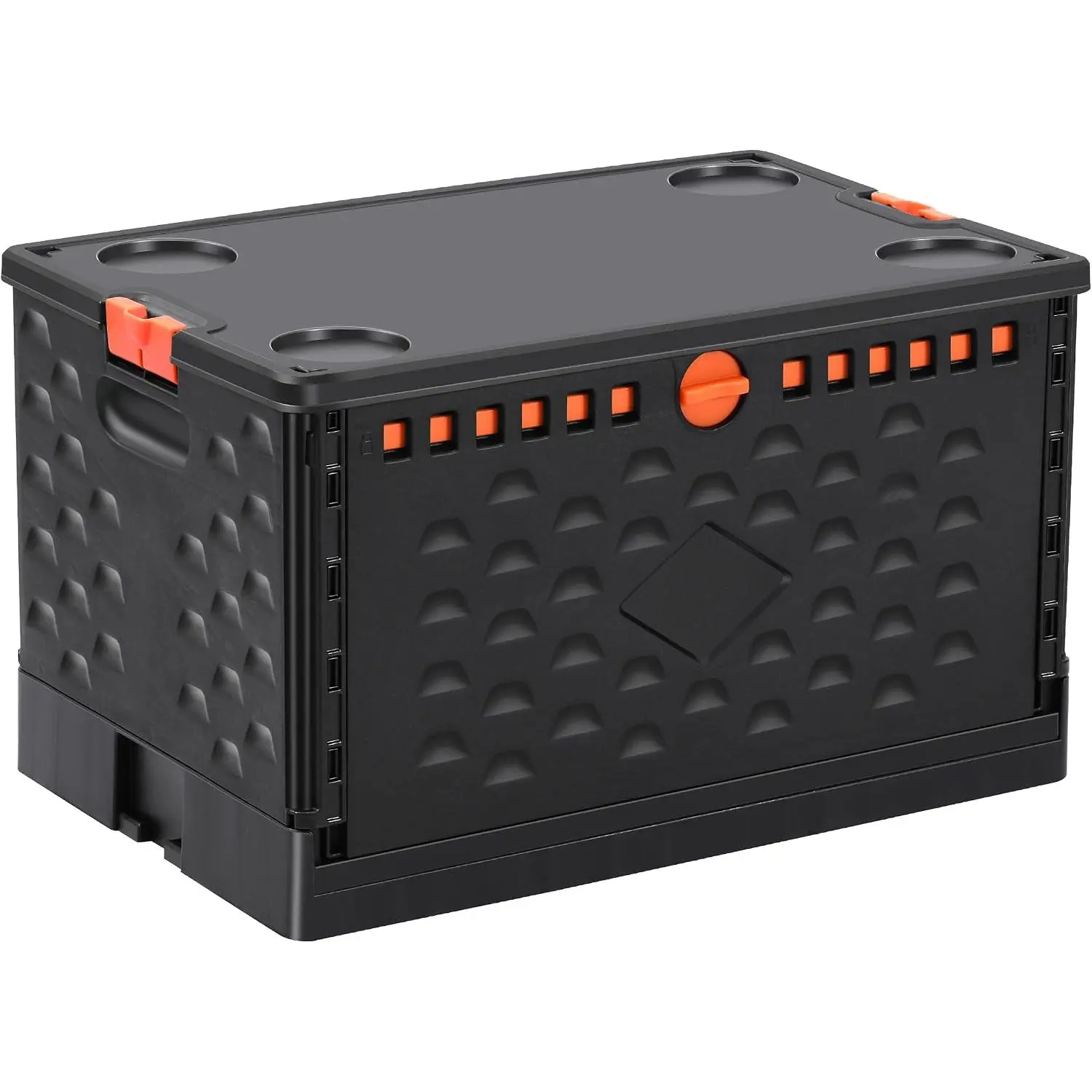 Collapsible Storage Bin with Lid Heavy Duty 16 Gallon Stackable Milk Crate | Durable PP Stackable Design Folds Flat with Secure Lid for Books Clothes Shoes Groceries Trunk and Travel Storage