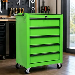 ARCH 20-Inch Rolling Metal Tool Chest with 5 Drawers, Steel Tool Storage Cabinet with Ball Bearing Slides, Mobile Workbench Organizer for Garage Workshop, Multiple Color Options, 13"W x 20.8"D x 28.9"H, Green/Purple/Black/Blue/Red/Grey