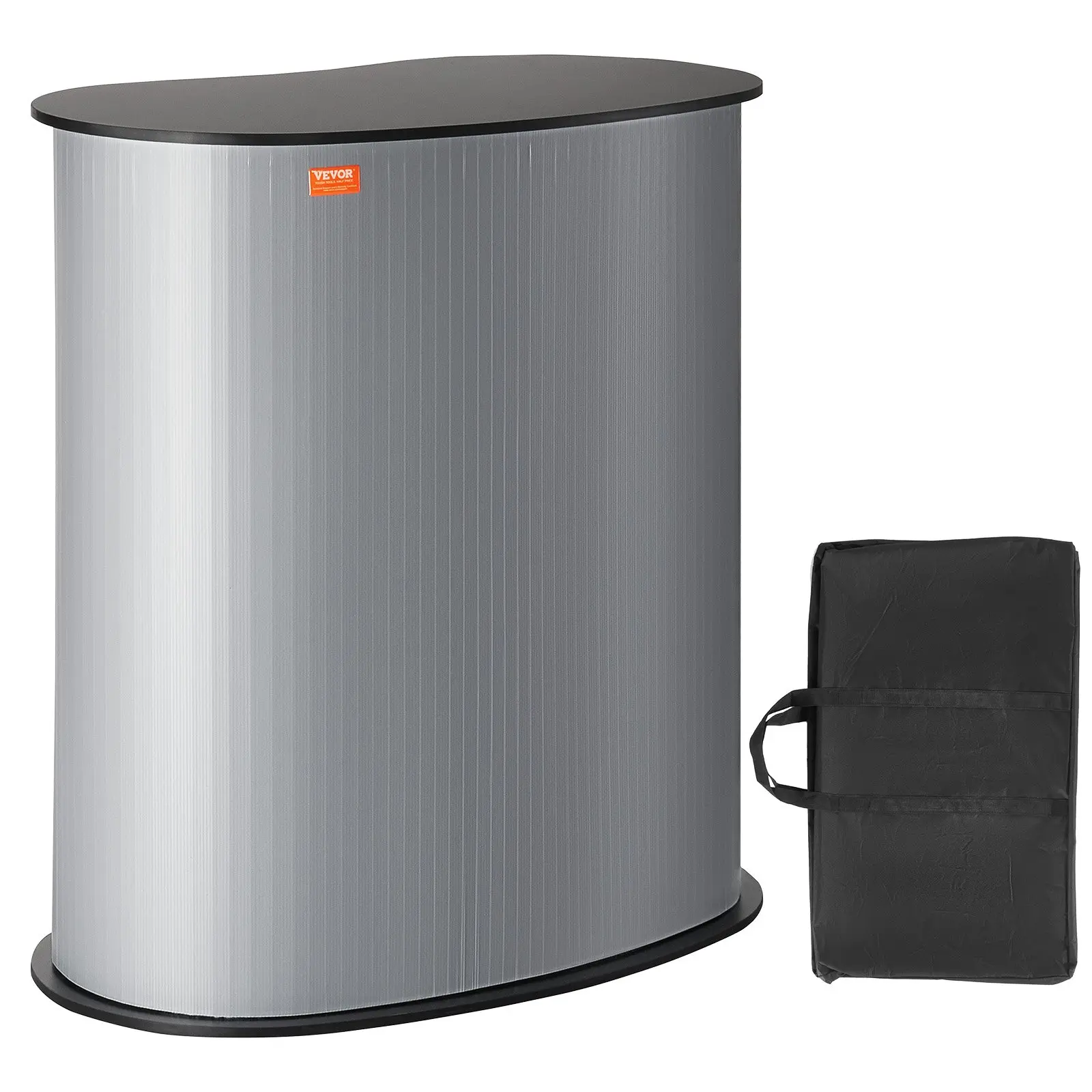 VEVOR Foldable Rectangular Portable Tradeshow Podium Table, 35.43"x19.29"x37.01" Display Exhibition Counter Stand with Wall, Retail Promotion Bar Booth Fair Pop Up Podium with Carrying Bag, Carry Bag