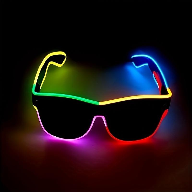 Colorful Glowing LED Party Glasses Portable Battery Pack Button Controlled Eyewear for Halloween Christmas Cosplay Rave Festivals Gift