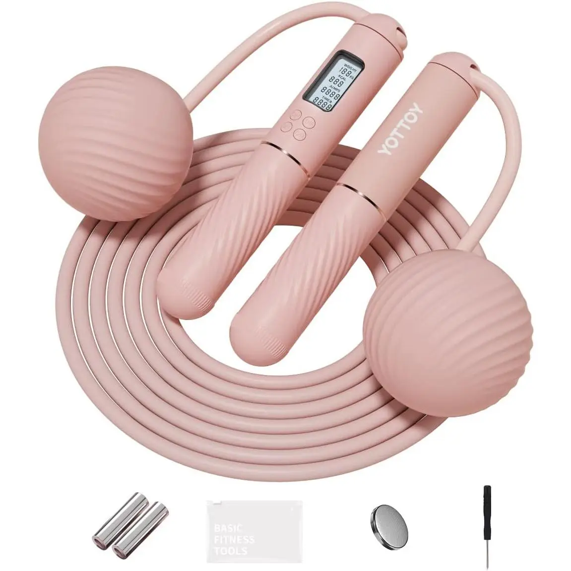 Skipping Ropes for Adults -Cordless Counter Jump Rope with Large Cordless Ball-Weighted Jump Rope for Women with LCD Display
