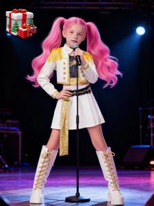 k-pop demon hunters zoey costume set, short sleeve jacket vest + skirt, halloween girls' eye-catching performance wear