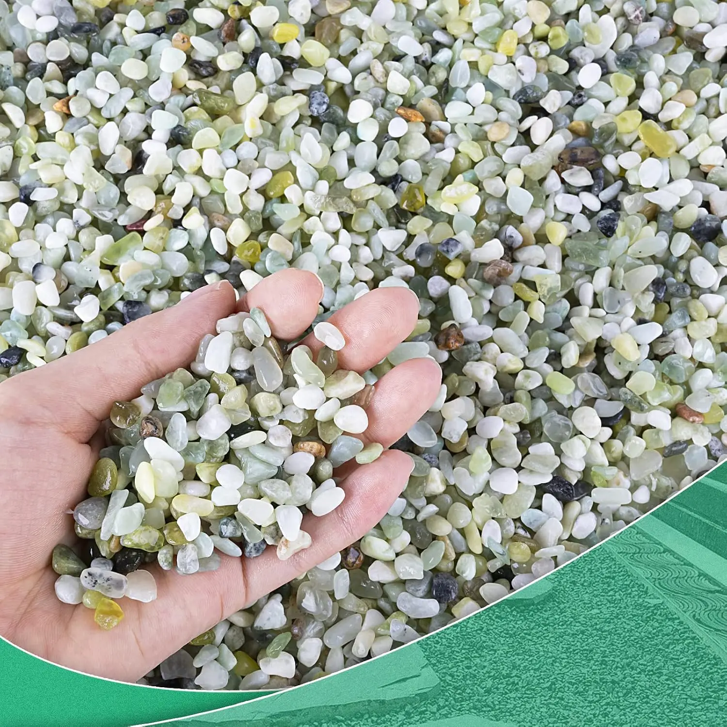 Succulent Rocks for    for Planters 2.8LB Pea Gravel Bulk Course Sand Soil Small Decorative Stones for Indoor Bonsai Pots Cactus Top Dressing Aquarium Garden Landscape, Green