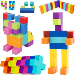 48-Piece Multi-Color DigitBlocks Magnetic Building Cubes STEM Montessori Magnet Blocks for Kids, Educational Building Block Construction Toy Set for Boys & Girls Ages 3-9