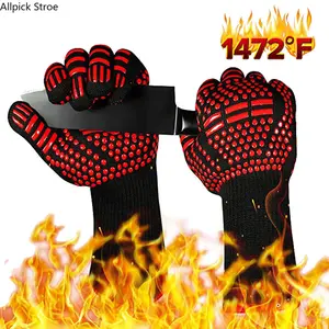 800°F Heat Resistant BBQ Gloves - Fireproof Oven Mitts, Non-Slip Grill Gloves for Baking, Cooking (Bag Accessories Charms & Twillies Category Compatibility Note)