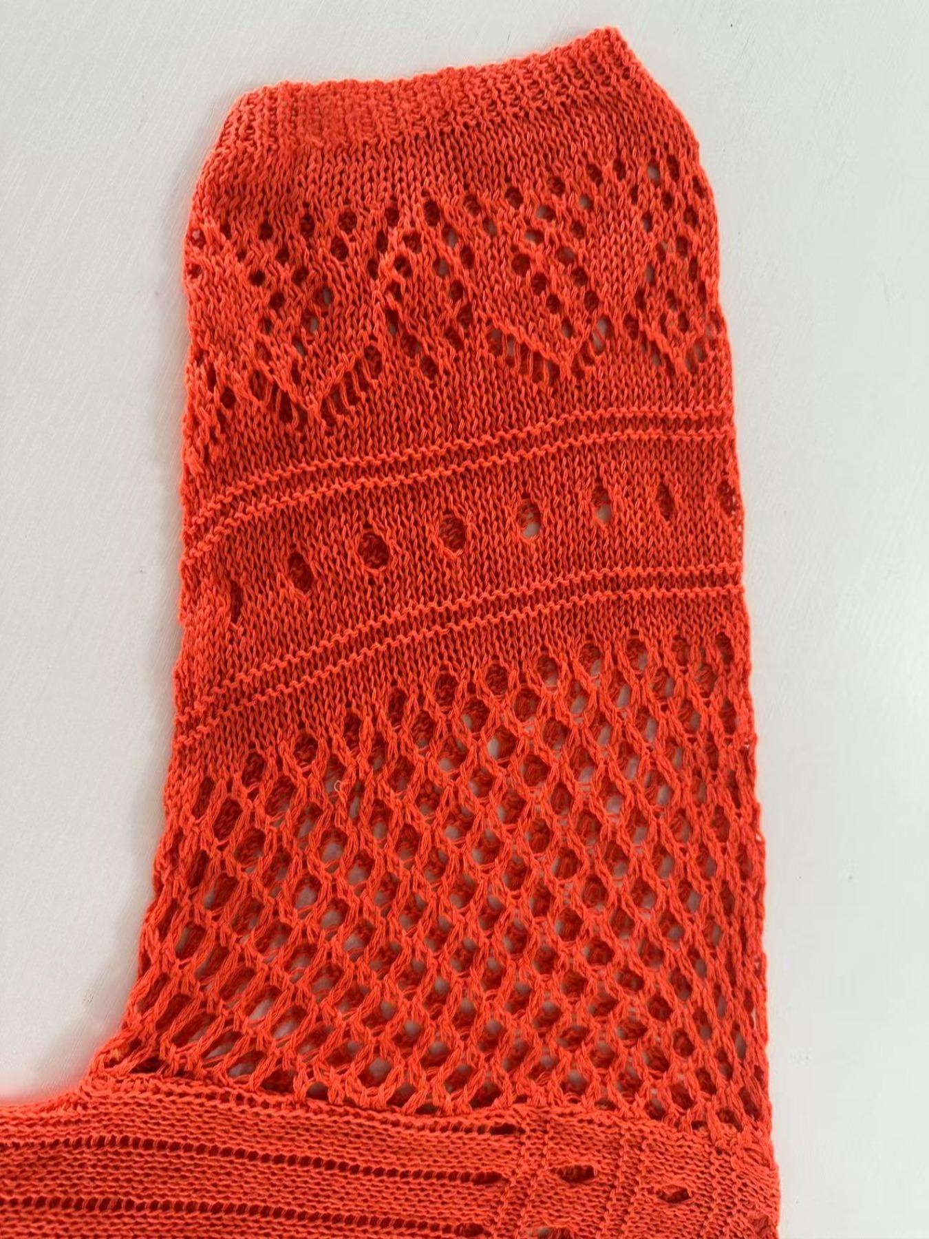 Women's Plus Size Fall Winter Hollow Out Round Neck Knit Top, Casual Elegant Vacation Style, Loose Batwing Shoulders, Long Sleeve Knitwear