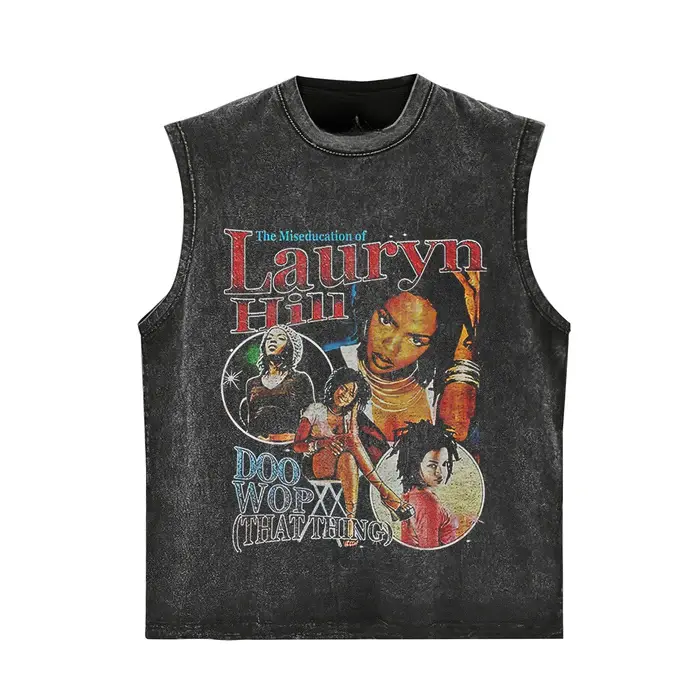 Lauryn Hill The Miseducation Of Lauryn Hill Album Collage Portrait Graphic Vintage Washed Oversized Heavyweight Cotton Short Sleeve T-Shirt / Sleeveless Tank Top, Unisex Hip Hop R&B Rap Fan Streetwear Apparel