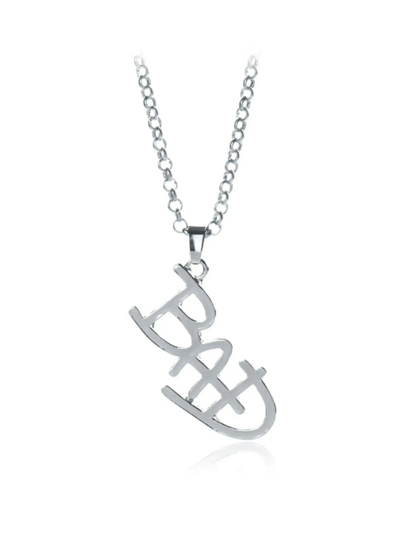 European and American Jewelry, Michael Jackson Necklace, Mj Bad Logo Pendant, Jewelry Chain, Fashion Accessory, Unique Gift Idea