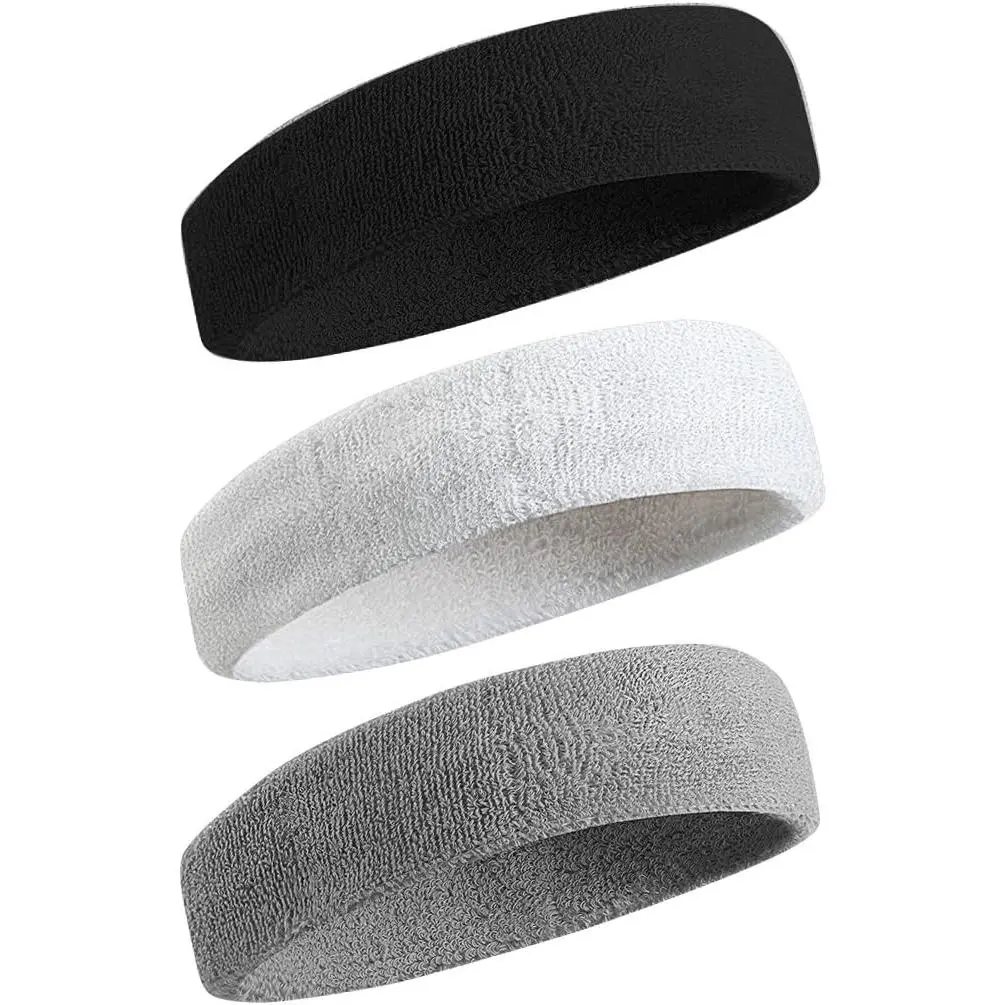 Sweatbands Sports Headband for Men & Women - Moisture Wicking Athletic Cotton Terry Cloth Sweatband for Tennis, Basketball, Running, Gym, Working Out