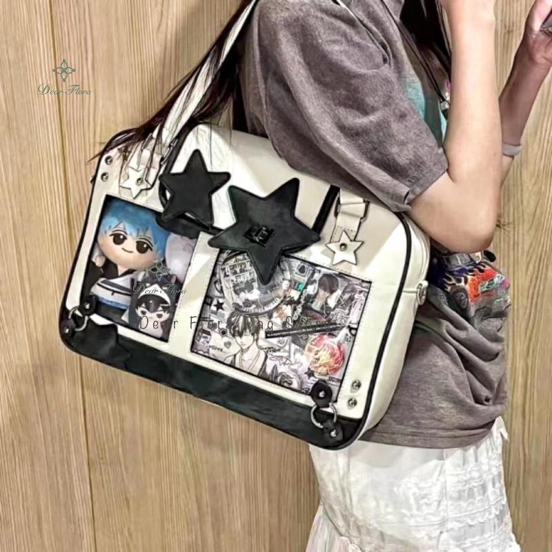Y2K Trendy Star Ita Bag Lolita Girl Transparent Pocket Women's DIY Display Shoulder Bag Fashion Crossbody Bag Cute Purse Handbag