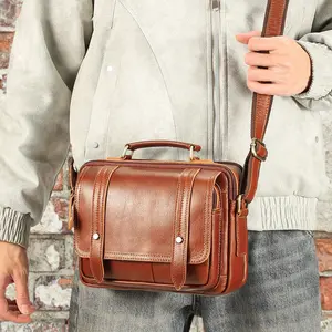 1pc Retro satchel Bag Men's Crossbody Satchel Vintage Multi-pocket Shoulder Bag for Daily Travel Casual Business Handbag.