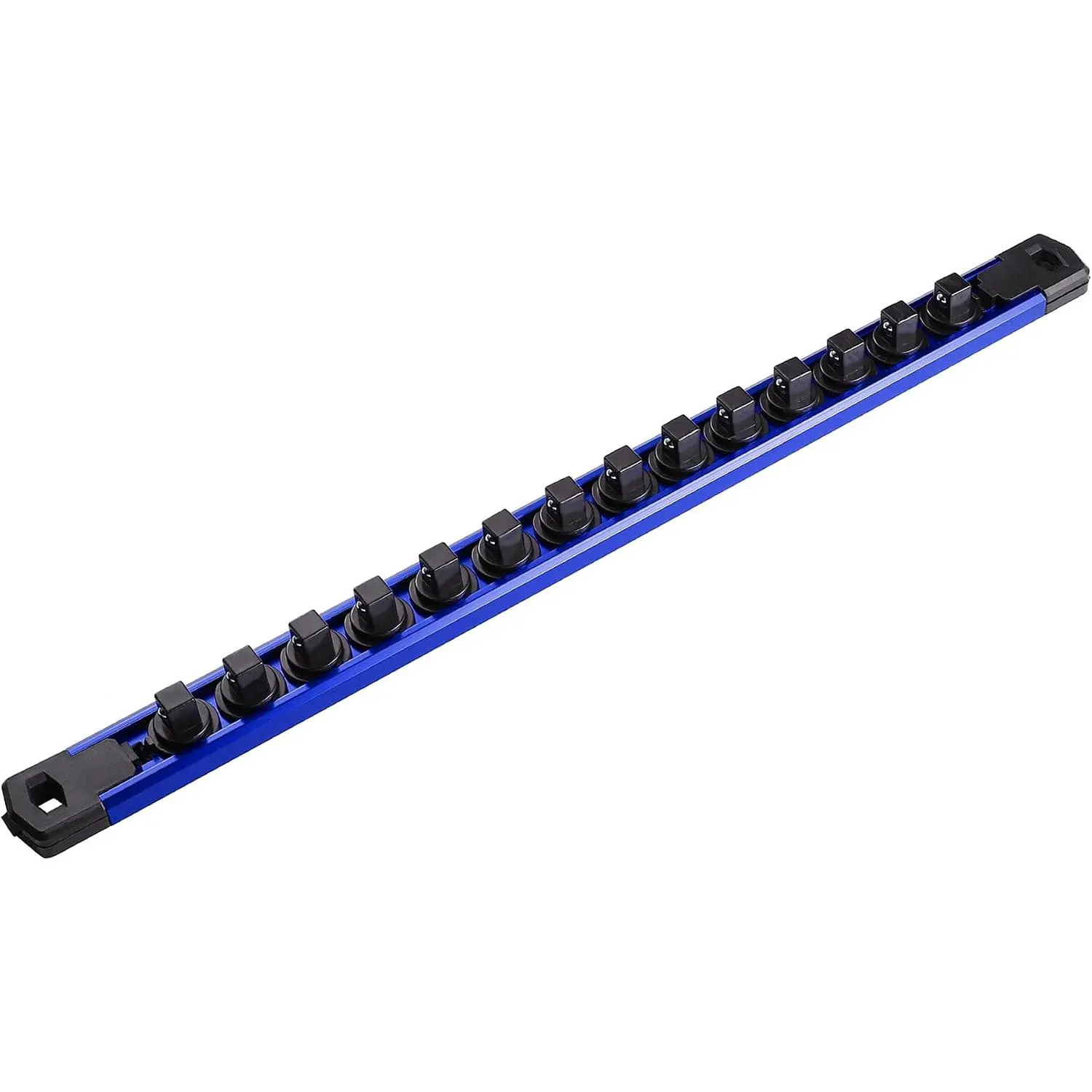 1/4-Inch Drive Socket Organizer, Durable Synthetic Socket Storage Tool Box Organizer with 14 Clips (Blue)