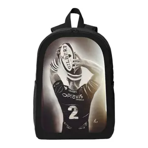 Football-themed backpack with player action print and number 2 jersey design - adjustable shoulder straps, zipper closure, suitable for school, gym, and travel
