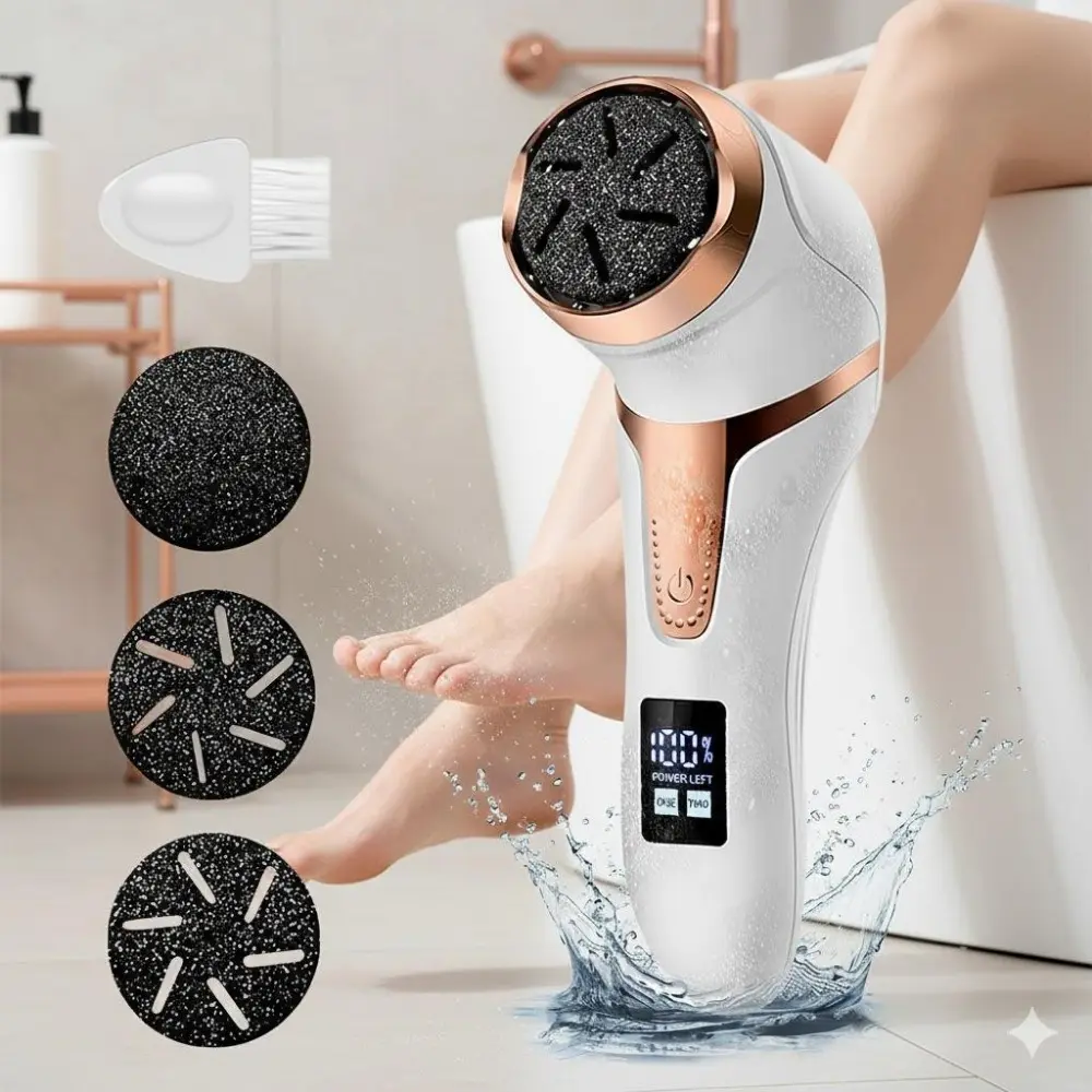 Professional Electric Foot File: Waterproof Callus Remover for Home Pedicure, Removes Dead Skin & Dry Cracked Heels. Easy to Clean Design for Effective Foot Care.