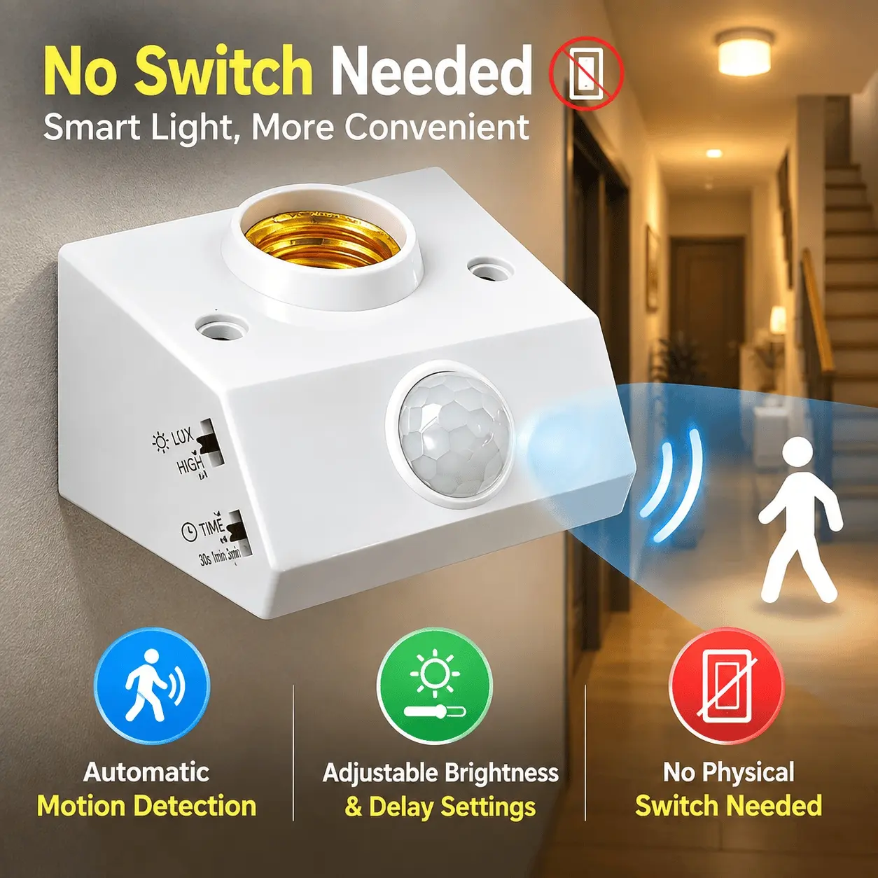 1 Piece Adjustable Human Body Infrared Sensor, 86 mm, Ideal for Indoor or Outdoor Lighting, Travel Charging, Automatic Motion Sensor