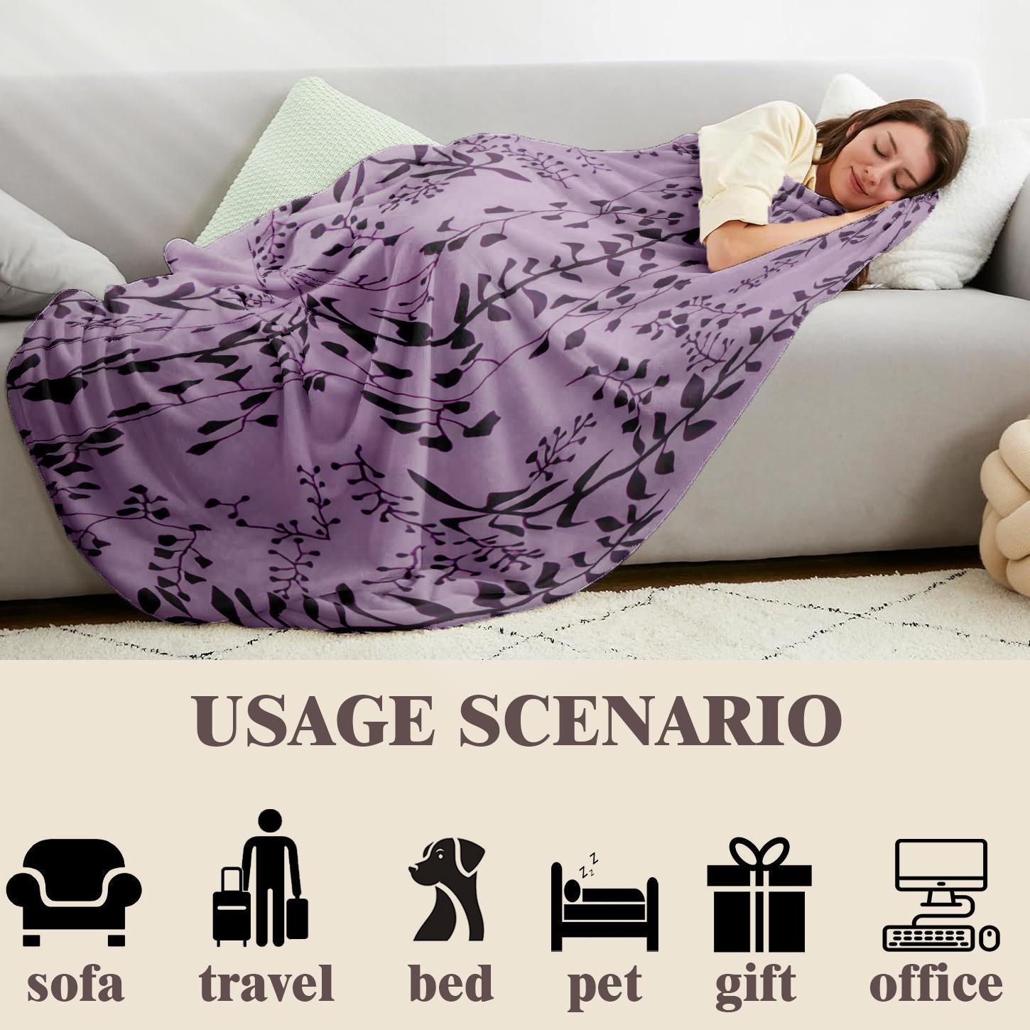 Leaf Pattern Blanket, Floral Blanket, Soft Comfortable Throw Blanket, Warm Napping Blanket for Home Office Travel Camping, Soft Comfy Blanket