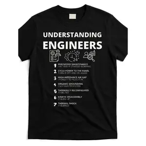 Men'S Funny Engineering Humor T-Shirt - Sarcastic "Understanding Engineers" Graphic with 7 Stages of Engineering Life Design, Comfortable Casual Short Sleeve Round Neck Tee for Engineers, Tech Gifts & Casual Attire (Black with Print) Crewneck Comfy