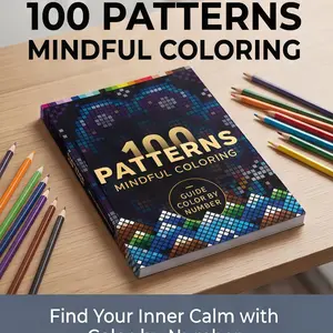 Adult Stress Relief Pixel Coloring Book, 204 Pages, 100 Creative Patterns, Retro Game Style, Meditation Relaxation, Anxiety Relief, Art Therapy