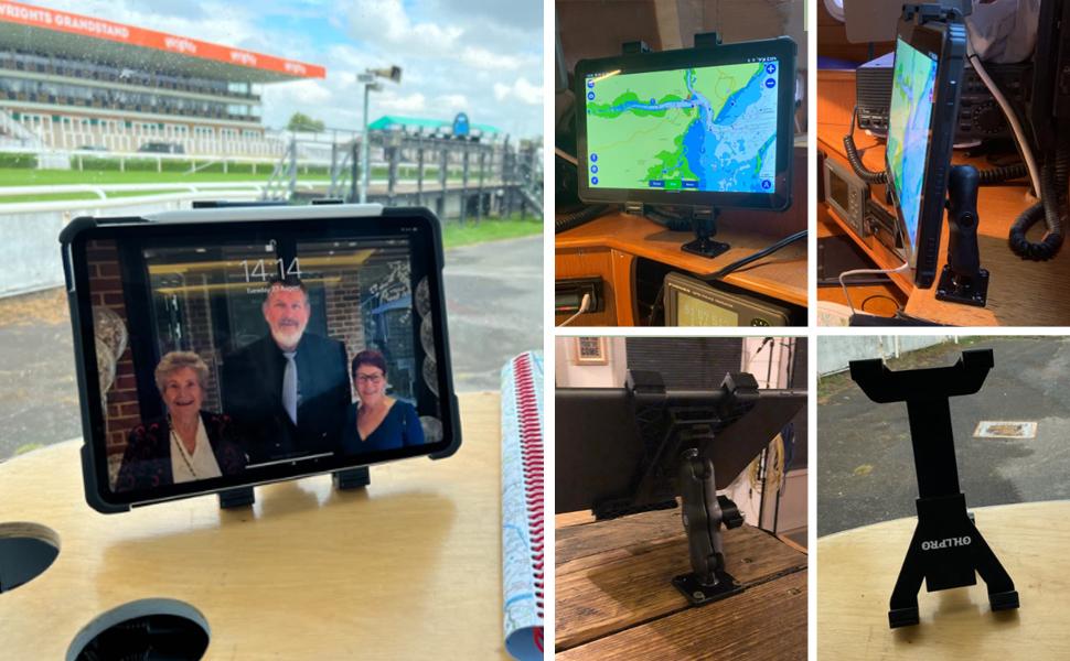 OHLPRO Heavy-Duty Drill Mount Tablet Holder Car Mount, iPad Holder for Trucks Compatible with 7-13inch inch Tablets, Adjustable Angle, Sturdy Design, Ideal for Cars, Walls, Commercial Vehicles - Screws Included