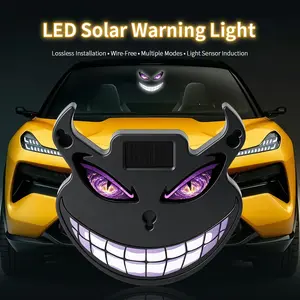 Solar LED Devil Eyes Windshield Warning Flashing Signal Indicator Car LED Ambient Lights with Suction Cup for SUV Auto Window
