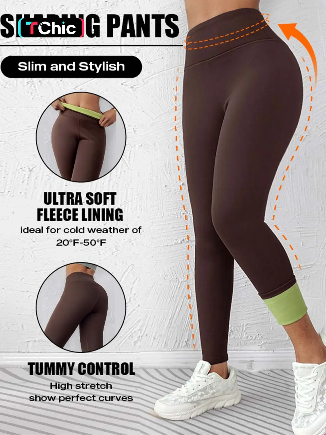 Women's High Waist Fleece Leggings, Tummy Control, Four-Way Stretch, Breathable Cloud Soft Warm Yoga Pants for Winter Sports & Daily Wear