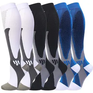 Double Couple 6 Pairs Compression Socks Men Women 20-30mmhg Knee High Support Sports Circulation