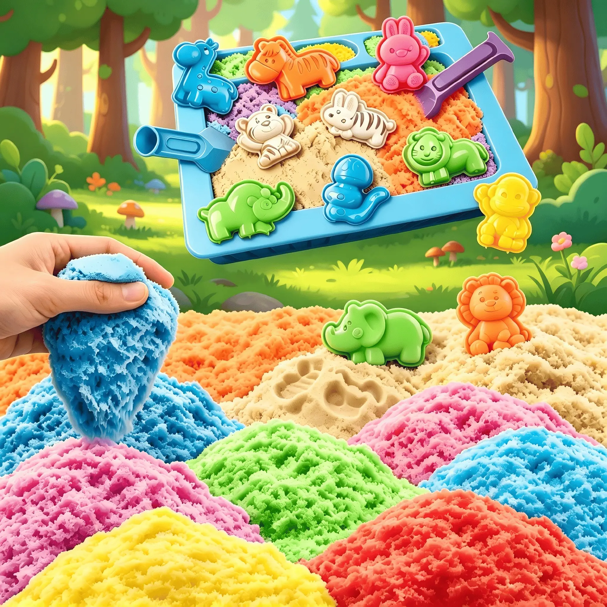 Fun Soft Magic Kinetic Sand Forest Animal Series, Stress Relief Toy for Kids & Adults, 500g/300g/150g Options, Sensory Development Playset