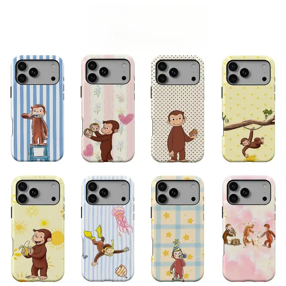 New "Curious George" Phone Cases - Compatible with iPhone 11–17 Pro Max/Plus Series and Samsung Galaxy S23– Series; Luxurious Dual-Layer Design