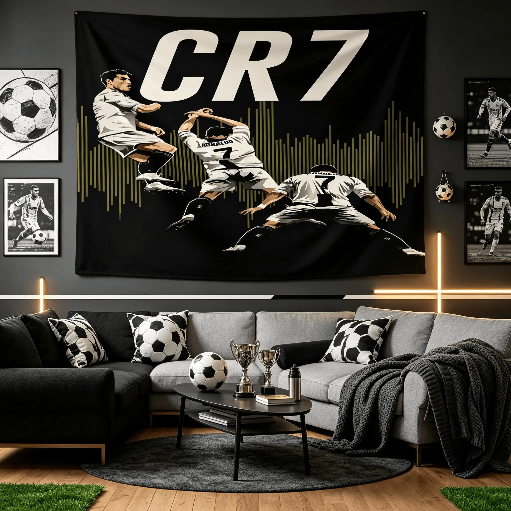 Cristiano Ronaldo Single-Sided Printed Pattern Tapestry, Football Theme, Lightweight Wall Decoration Cloth, Suitable For Bedroom, Apartment, Party Decoration