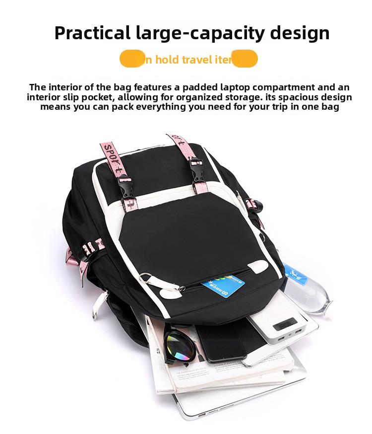 Cross-border Casual Korean Style Backpack Outdoor Large Capacity Junior High School Student Solid Color Simple Multi-layer Laptop Backpack