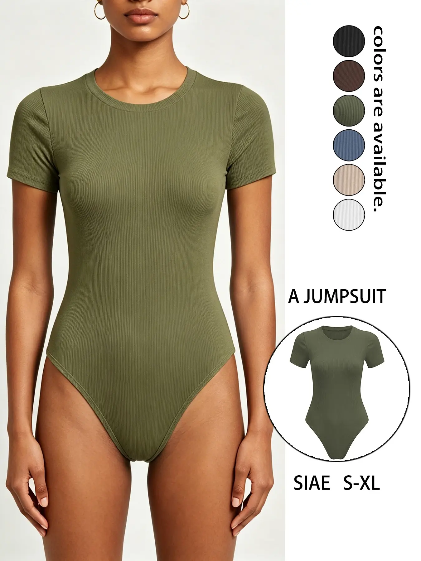 Women's Tight-Fit Bodysuit, Short Sleeve Round Neck Casual Stretch Basic T-Shirt, Comfortable and Stylish One-Piece Stretchy