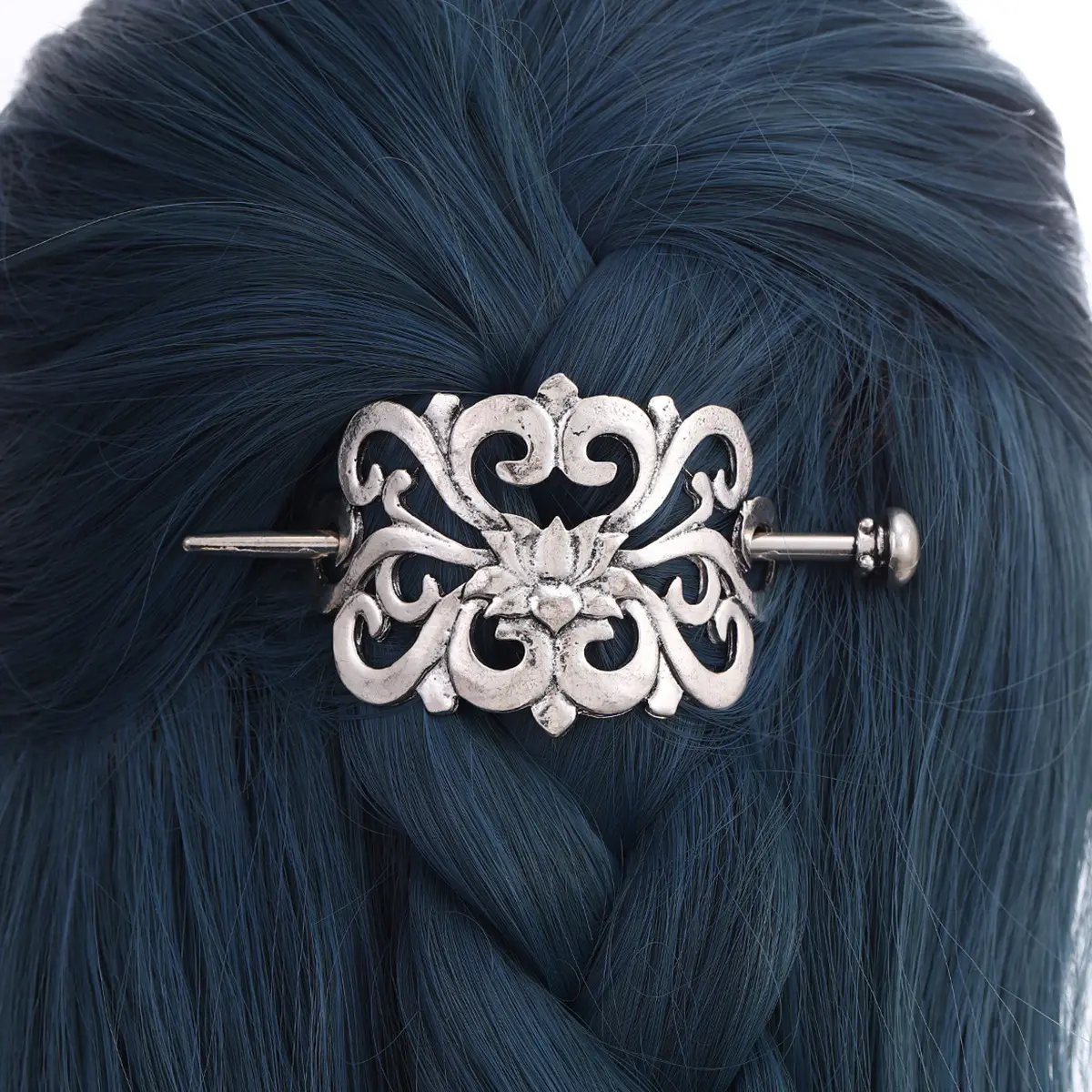 Viking Lotus Flower Hairpin Vintage Sacred Lily Hair Stick Slide Retro Hollow Metallic Barrette Aesthetic Headpiece For Women Meditation Yoga Healing Gathering Daily Hair Accessories Gift