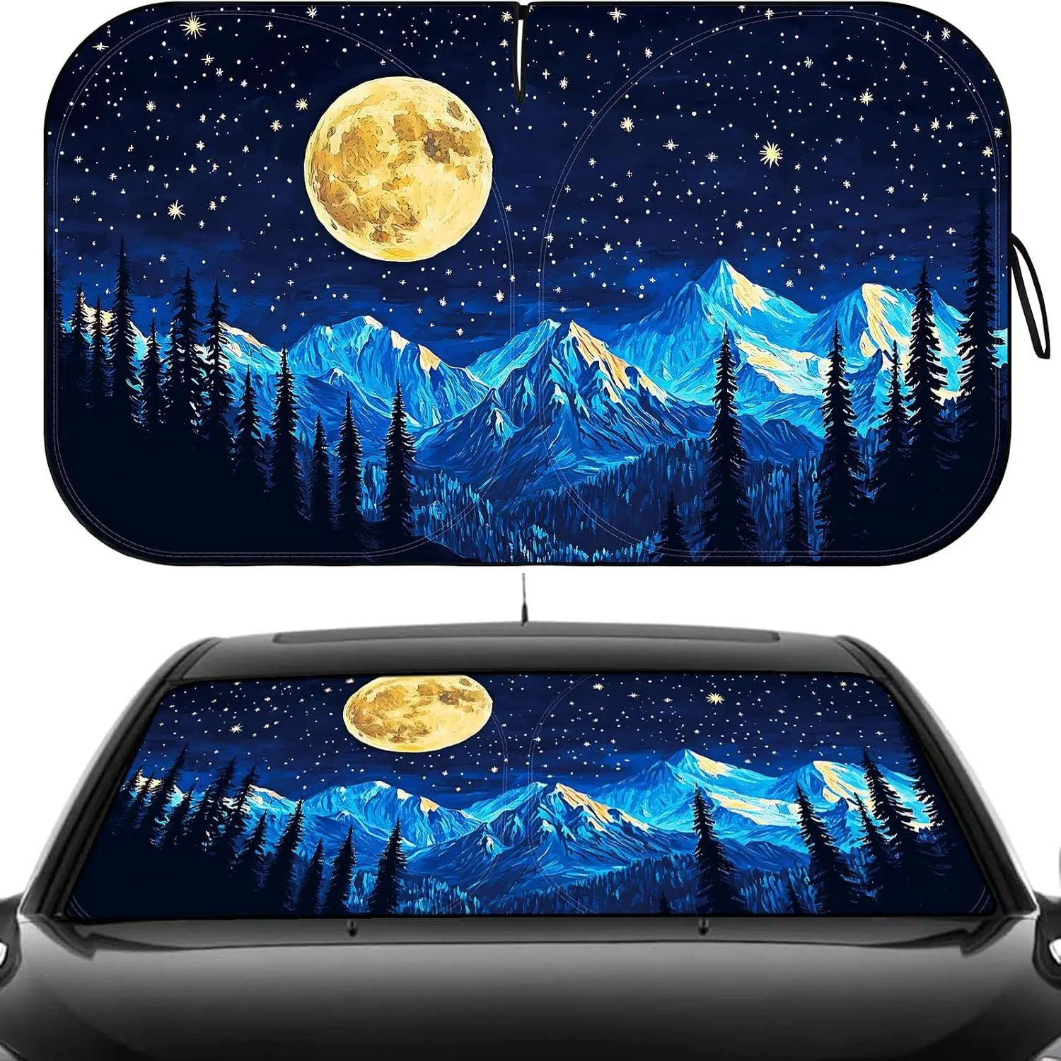 Car Windshield Sun Shade with Storage Bag, 55x32" Automotive Exterior Sun Protection Accessory