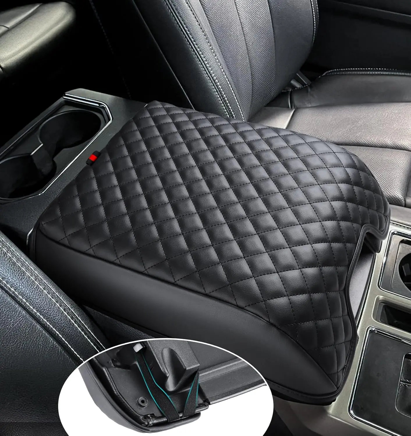 Center Console Cover for Ford F150 2015-2020, Armrest Cover for F250 F350 F450 2017-2022, Expedition 2018-2024, PU Leather Car Truck Interior Accessories Middle Console Cover, Bucket Seat