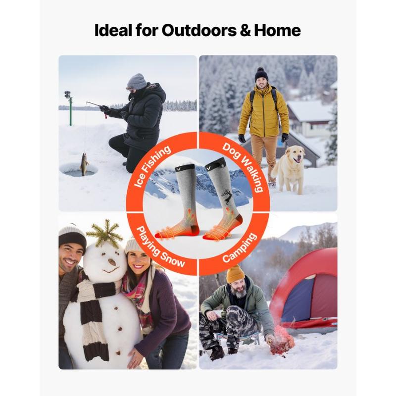 VEVOR Heated Socks, 5000mAh Battery Powered, Rechargeable Heating Socks with 4 Heating Levels, Electric Heated Sock with APP Control for Men Women, Foot Warmer for Hunting Riding Camping Hiking