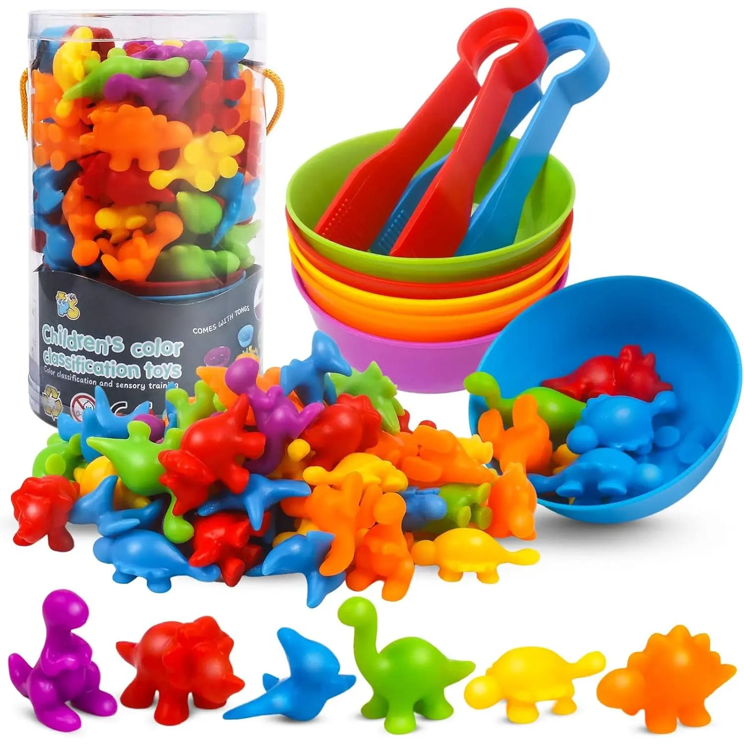 Montessori Counting Dinosaur Matching Sets - Animal Shapes, Sorting Bowls, Preschool Early Education Sensory Toys for Math Color Sorting, Toddlers Fit Birthday Party Favors Gifts