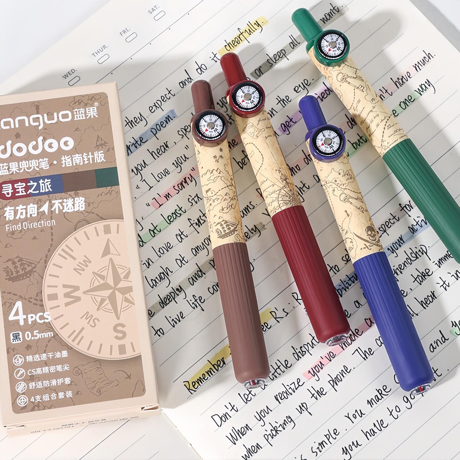 Creative Compass Short Round Pocket Pen, Mini Nurse Pen, Comfort Grip Orienteering Compass Find Direction, Ink Pen for School Office Examination