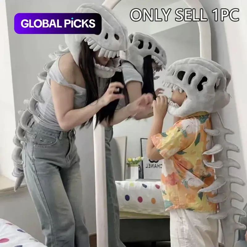 Halloween Spooky Dinosaur Skeleton Costume Headpiece, Dinosaur Skeleton Hat, Party Hats, Funny Role Play Party Plush Toy, Creative Prank Gift for Girlfriend, Kids, Family & Friends #GLOBAL PICKS