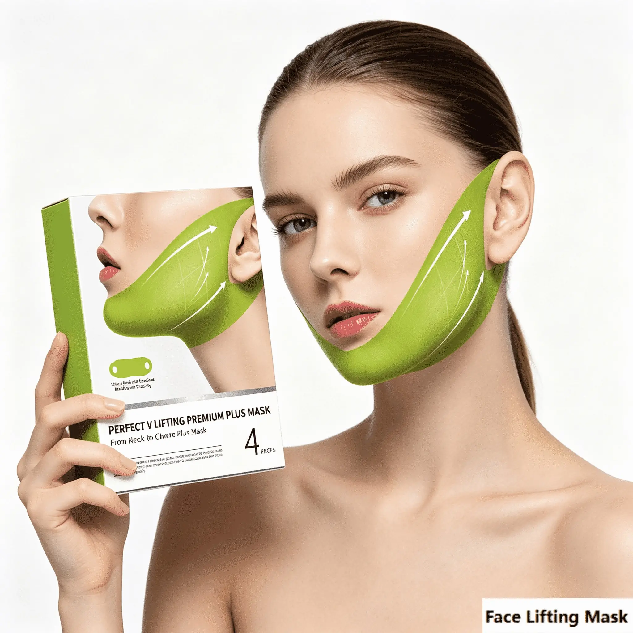 Cactus Infused Collagen V Face Mask, Elastic Bandage Lift, Tightening, Double Chin Enhancer, Boosts Skin Elasticity, Nylon Fabric & Hydrogel