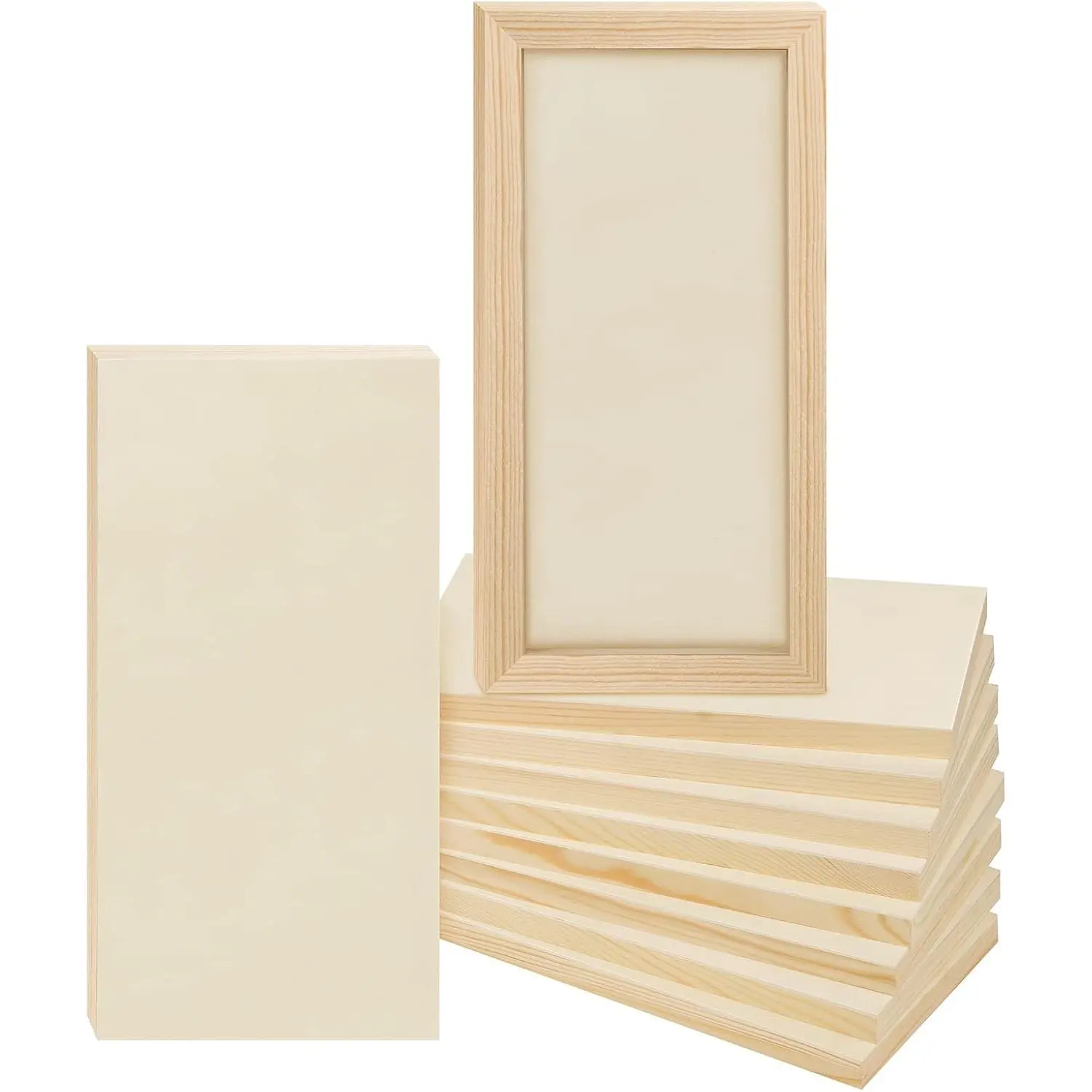 8 Pack Wood Panels 6 x 12 inch Wooden Canvas Board Unfinished Wooden Panel Boards for Painting, Arts, Pouring Use with Oils, Acrylics